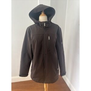 Guess Jacket Mens M Brown Hooded Softshell Fleece Lined Outdoor‎ Coat